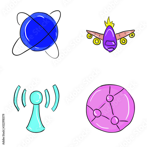 Compact Space and Science Doodle Vectors Pack 