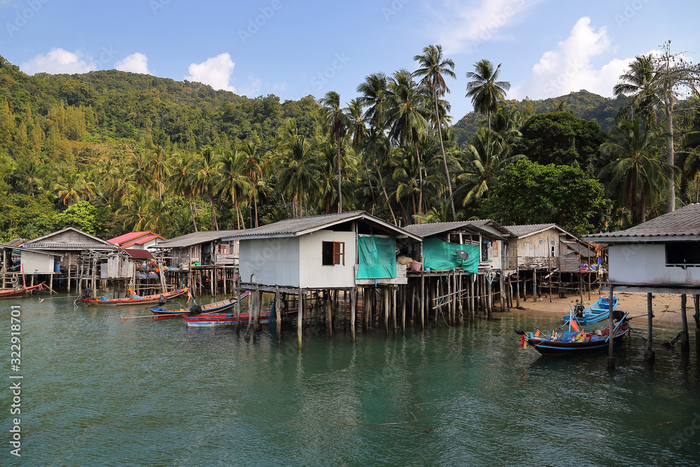 Fishing village at Ban Ao Kram , Chumphon province in Thailand. Fishing village at Ban Ao Kram , Chumphon province in Thailand.