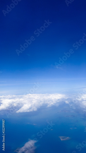 View Riau Islands (Kepulauan Riau) from above and the plane window