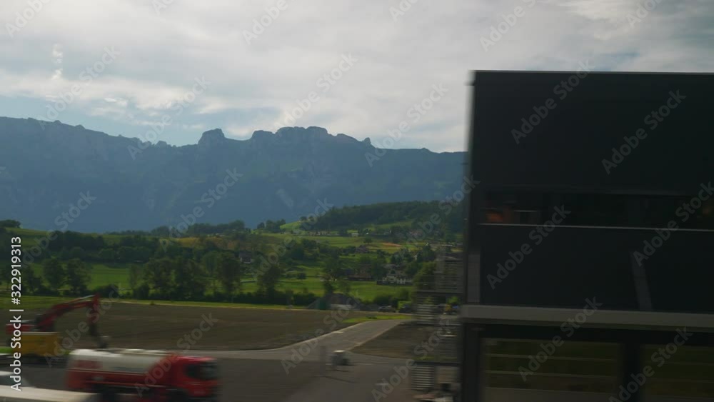 summer day swiss landscape train road trip side window panorama 4k switzerland summer day swiss landscape train road trip side window panorama 4k switzerland