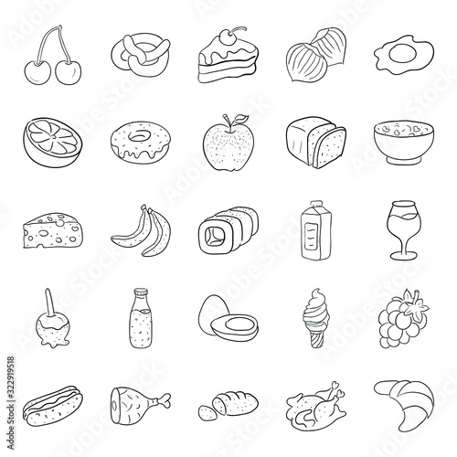 Pack Of Food Doodle Icons 