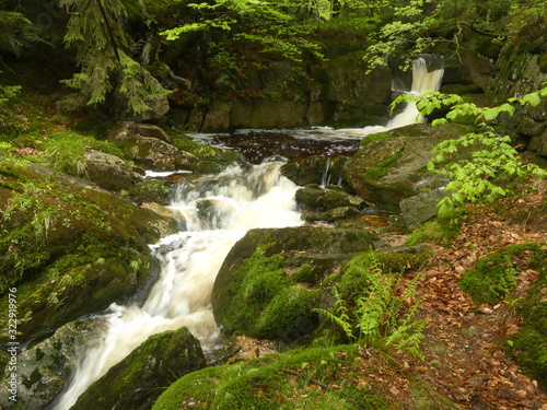 Fototapeta Naklejka Na Ścianę i Meble -  Mountain stream. Mountain nature with stones and stream.