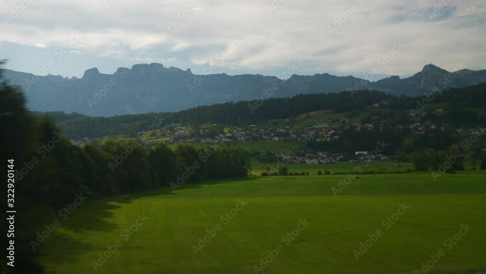 summer day swiss landscape train road trip side window panorama 4k switzerland summer day swiss landscape train road trip side window panorama 4k switzerland