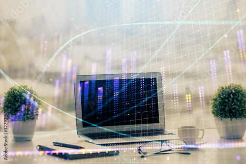 Wallpaper Mural Stock market graph and table with computer background. Double exposure. Concept of financial analysis. Torontodigital.ca