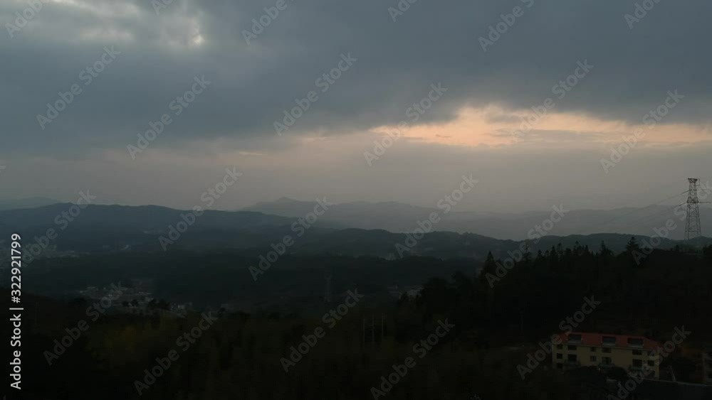 Aerial photography of mountains at dusk Aerial photography of mountains at dusk