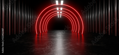 Beautiful composition of colored neon lights on a black background. 3d rendering image.