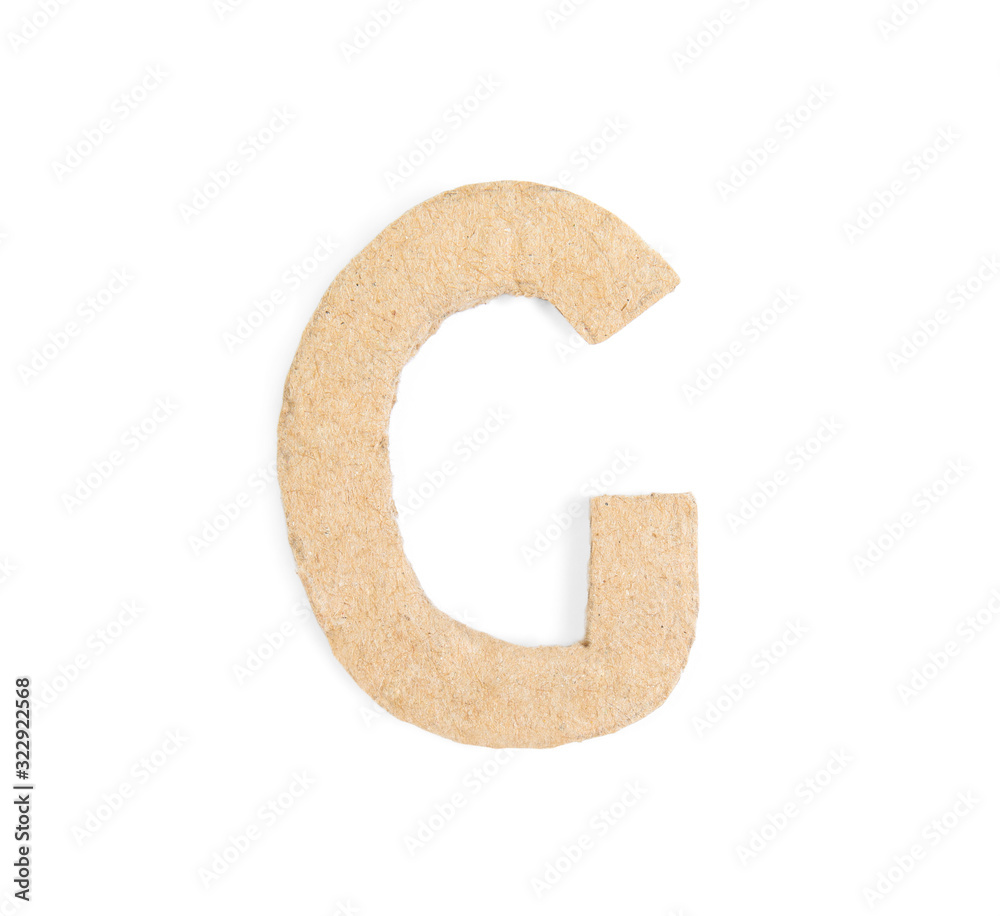Letter G made of cardboard isolated on white Letter G made of cardboard isolated on white
