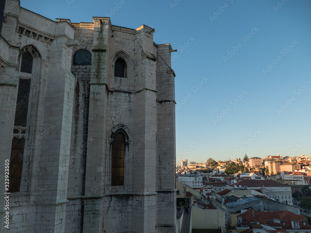 Fototapeta premium lisbon old town panorama with historic roofs