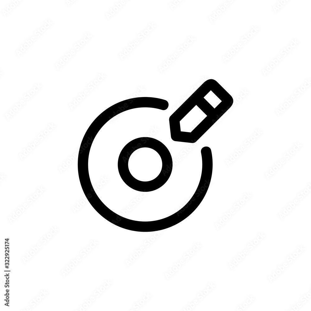 write disc icon. Perfect for application, web, logo and presentation template. icon design line style write disc icon. Perfect for application, web, logo and presentation template. icon design line style