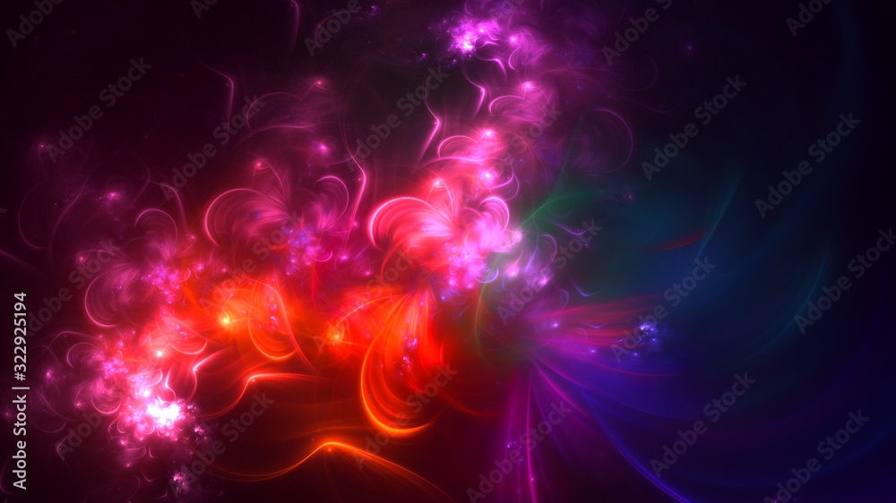 Fototapeta premium 3D rendering abstract red fractal light background