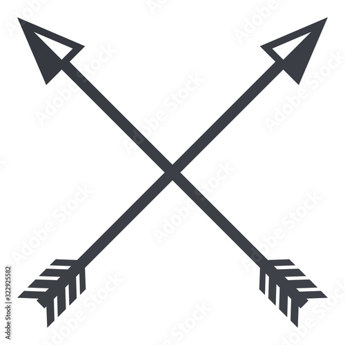 Vector Black Silhouette Medieval Icon of Crossed Arrows