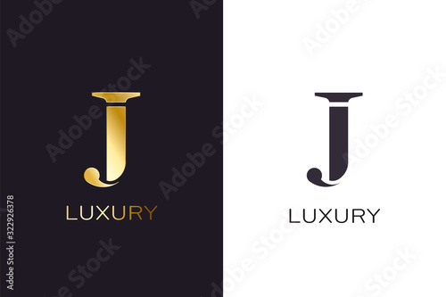 J gold styled letter monogram. Luxury style
