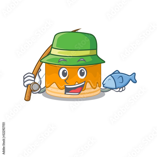 A Picture of happy Fishing orange cake design