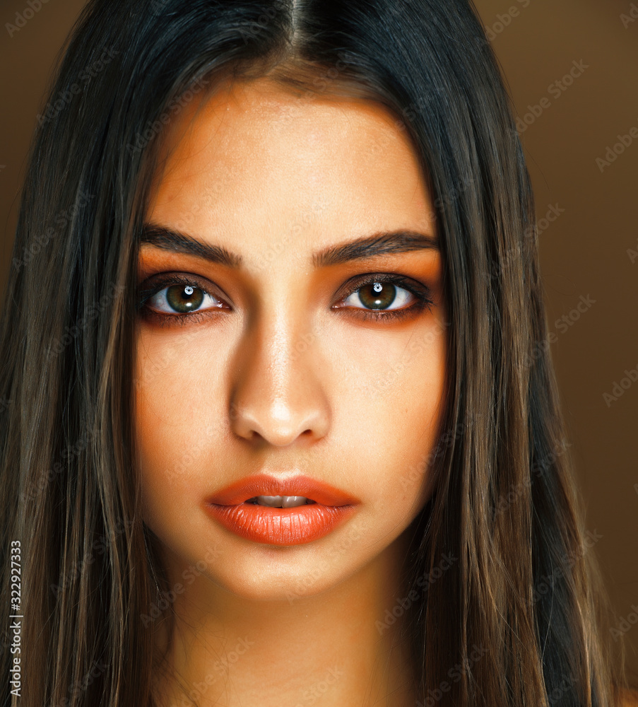 cute happy young indian woman in studio closeup smiling, fashion beauty cute happy young indian woman in studio closeup smiling, fashion beauty
