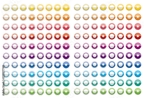 Star button icon in half-folded form.Star button icons of various colors.