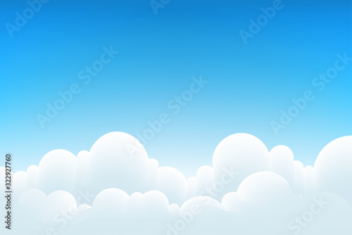 Sky background and white clouds. Vector Illustration.