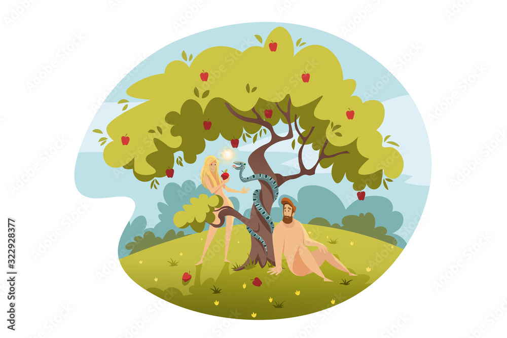 Obraz premium Adam and Eve, original sin, Bible concept