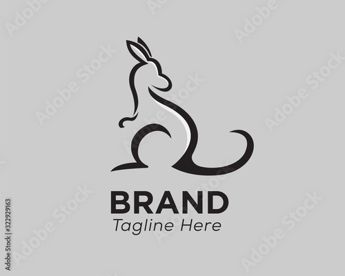 Stand kangaroo look back art logo design inspiration