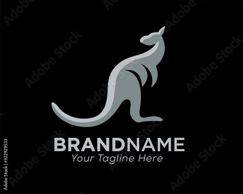 Stand kangaroo look back logo design inspiration