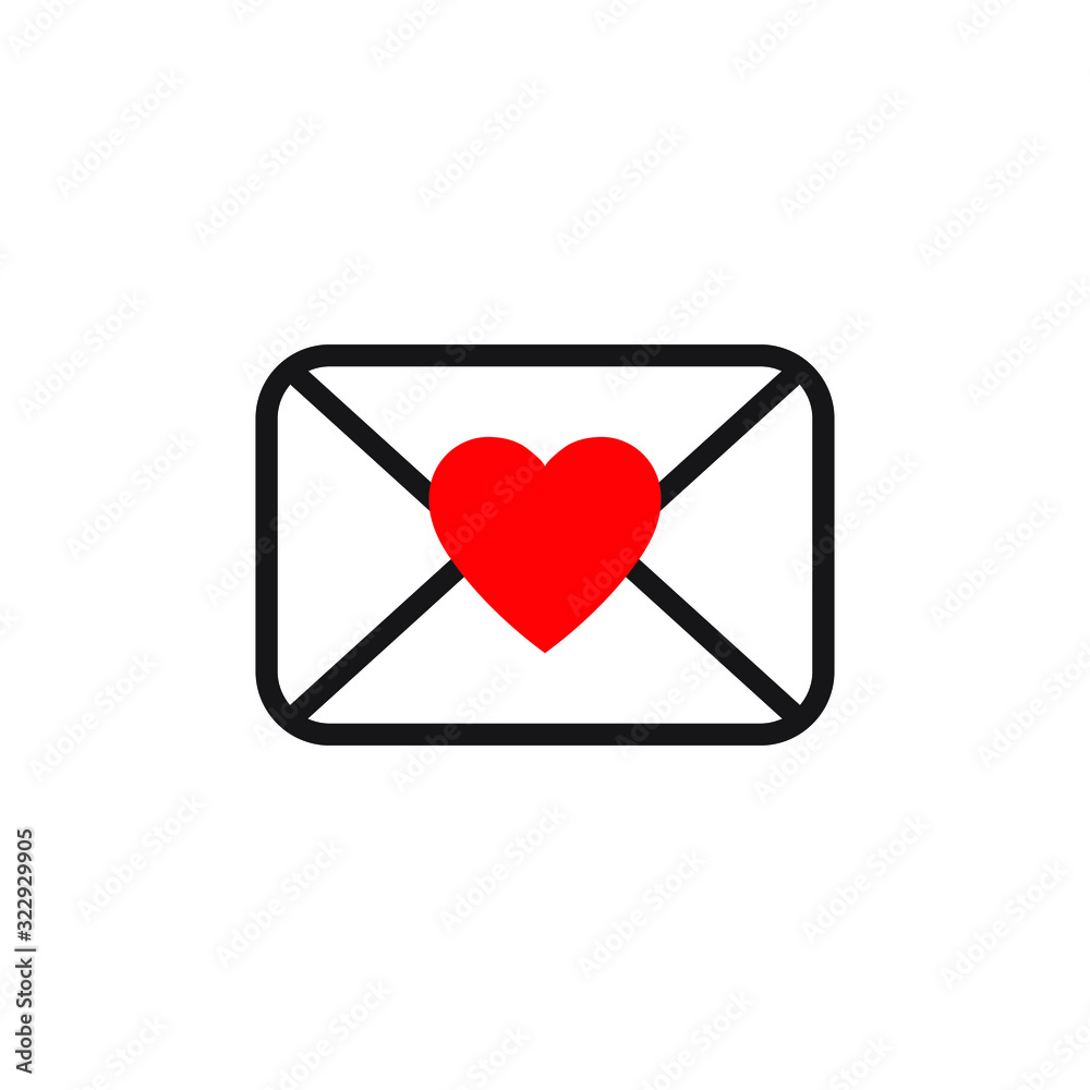 Love letter icon, envelop icons with heart, love email, Valentines day love letter flat icon Love letter icon, envelop icons with heart, love email, Valentines day love letter flat icon