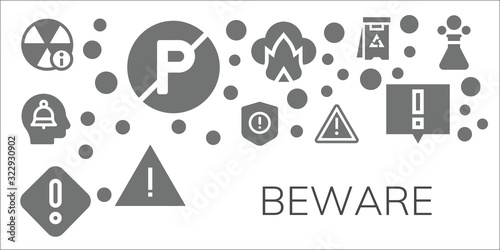 Modern Simple Set of beware Vector filled Icons