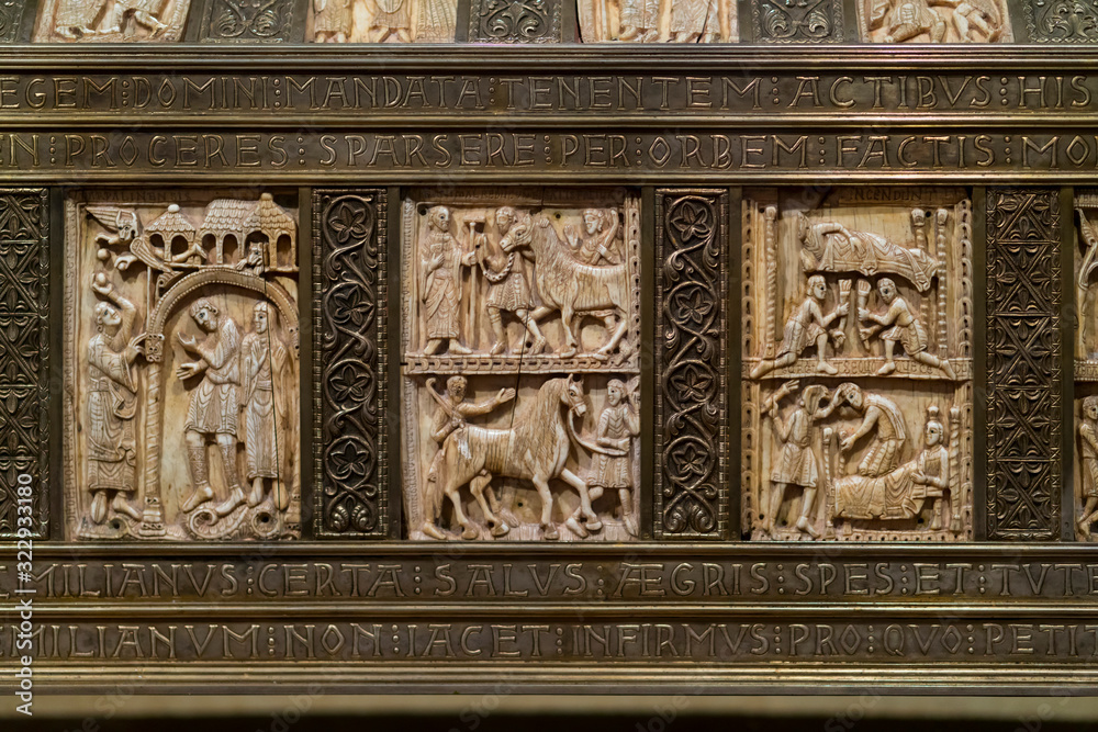Relics of Saint Millan, San Millan de Yuso Monastery, 11th century, San MIllan de la Cogolla municipality, La Rioja, Spain, Europe, Unesco World Heritage Site Relics of Saint Millan, San Millan de Yuso Monastery, 11th century, San MIllan de la Cogolla municipality, La Rioja, Spain, Europe, Unesco World Heritage Site