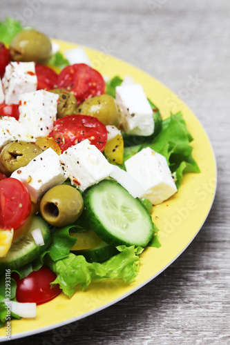 Traditional Greek salad on the plate	
