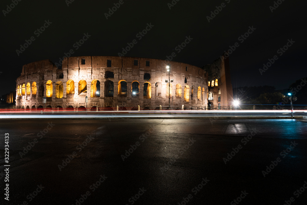 Colosseum in Rome on a beautiful night, Italy
