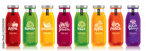 Ready design vector juice, fruit glass bottle set