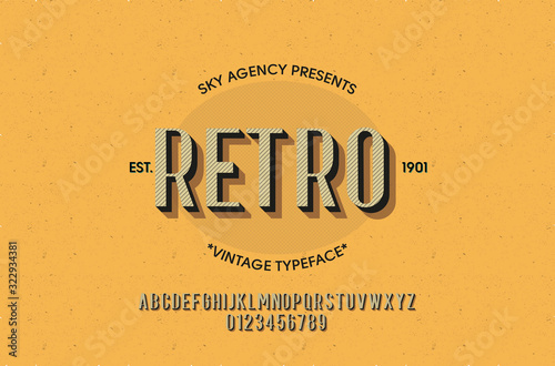 Vintage style font and alphabet for different designs. Retro typeface