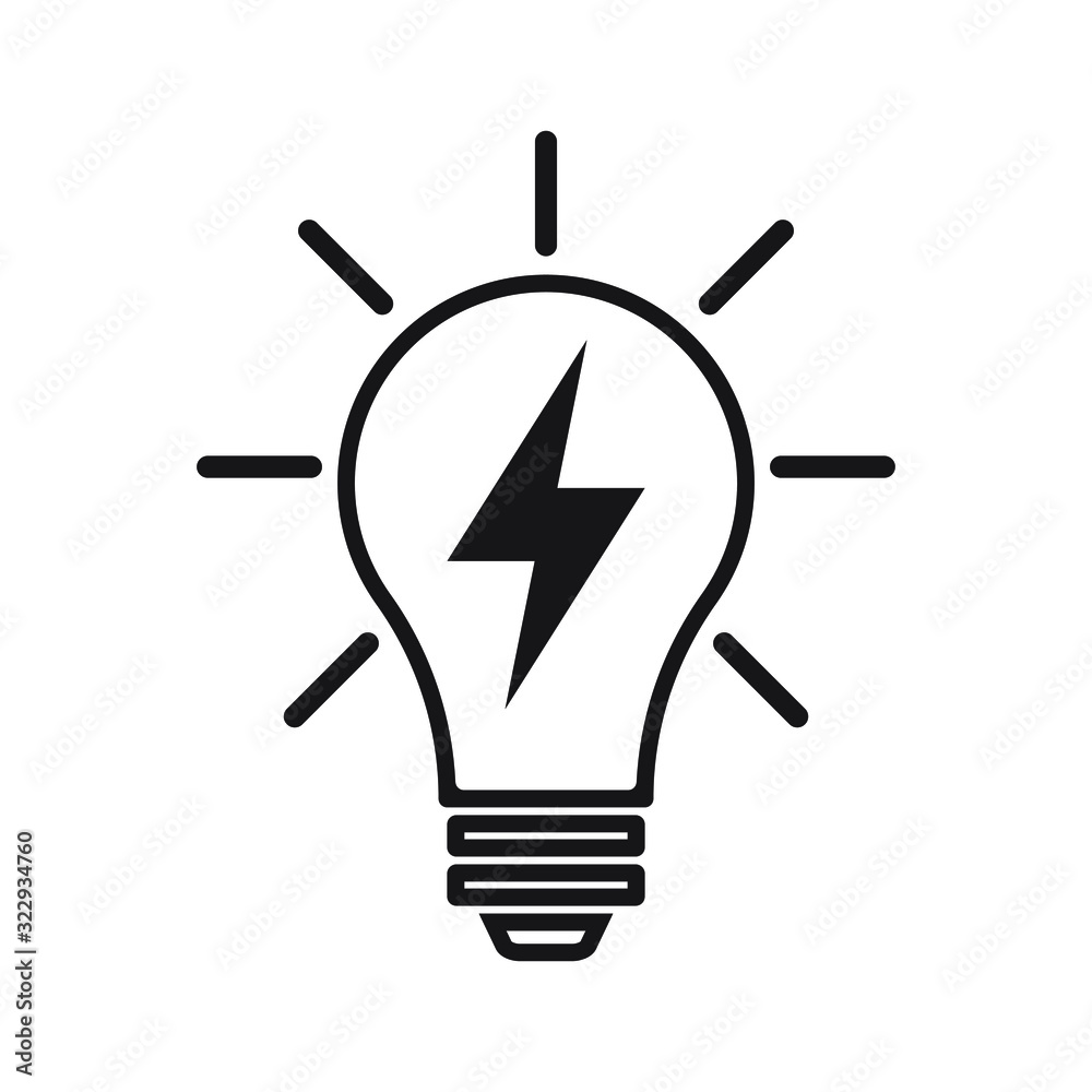 Light bulb vector icon, lamp with lightning, idea icon Light bulb vector icon, lamp with lightning, idea icon
