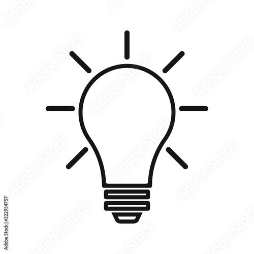 Light Bulb line icon vector, isolated on white background. Idea icon, idea sign, solution, thinking concept. Lighting Electric lamp. Electricity, shine.