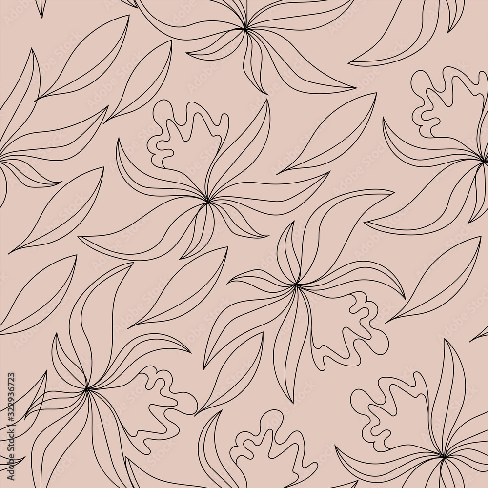Seamless pattern with beautiful blooming plants.