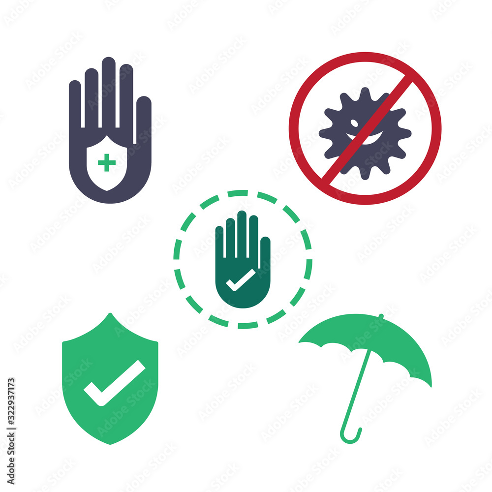 Fototapeta premium Protect icon hand, guard and umbella.