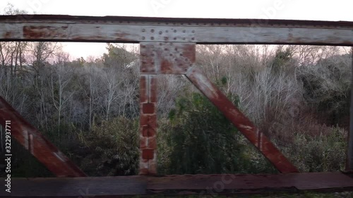 Video of old bridge with drone. Slow motion photo
