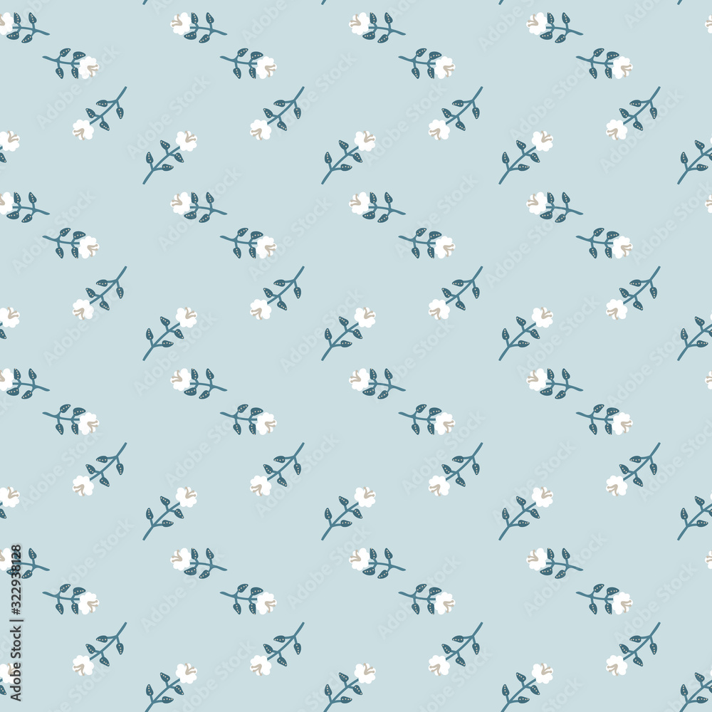 White flowers diagonal striped seamless vector pattern on a blue background. Romantic light surface print design. Great for girly fabrics, cards, wedding invitations, and wrapping paper. White flowers diagonal striped seamless vector pattern on a blue background. Romantic light surface print design. Great for girly fabrics, cards, wedding invitations, and wrapping paper.