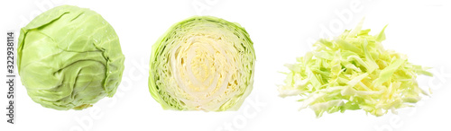 green cabbage isolated on white background. healthy food © Dmytro