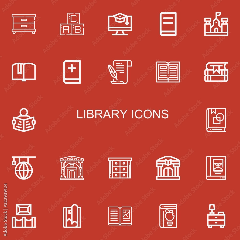 Editable 22 library icons for web and mobile Editable 22 library icons for web and mobile