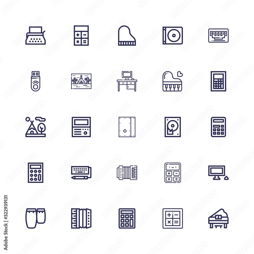 Editable 25 keyboard icons for web and mobile