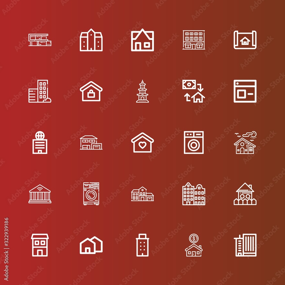 Editable 25 residential icons for web and mobile Editable 25 residential icons for web and mobile