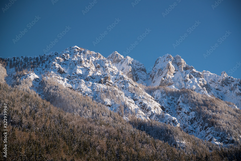 Beautiful view of snowy mountain peak