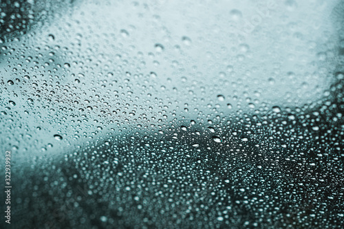 Closeup of raindrops on a window