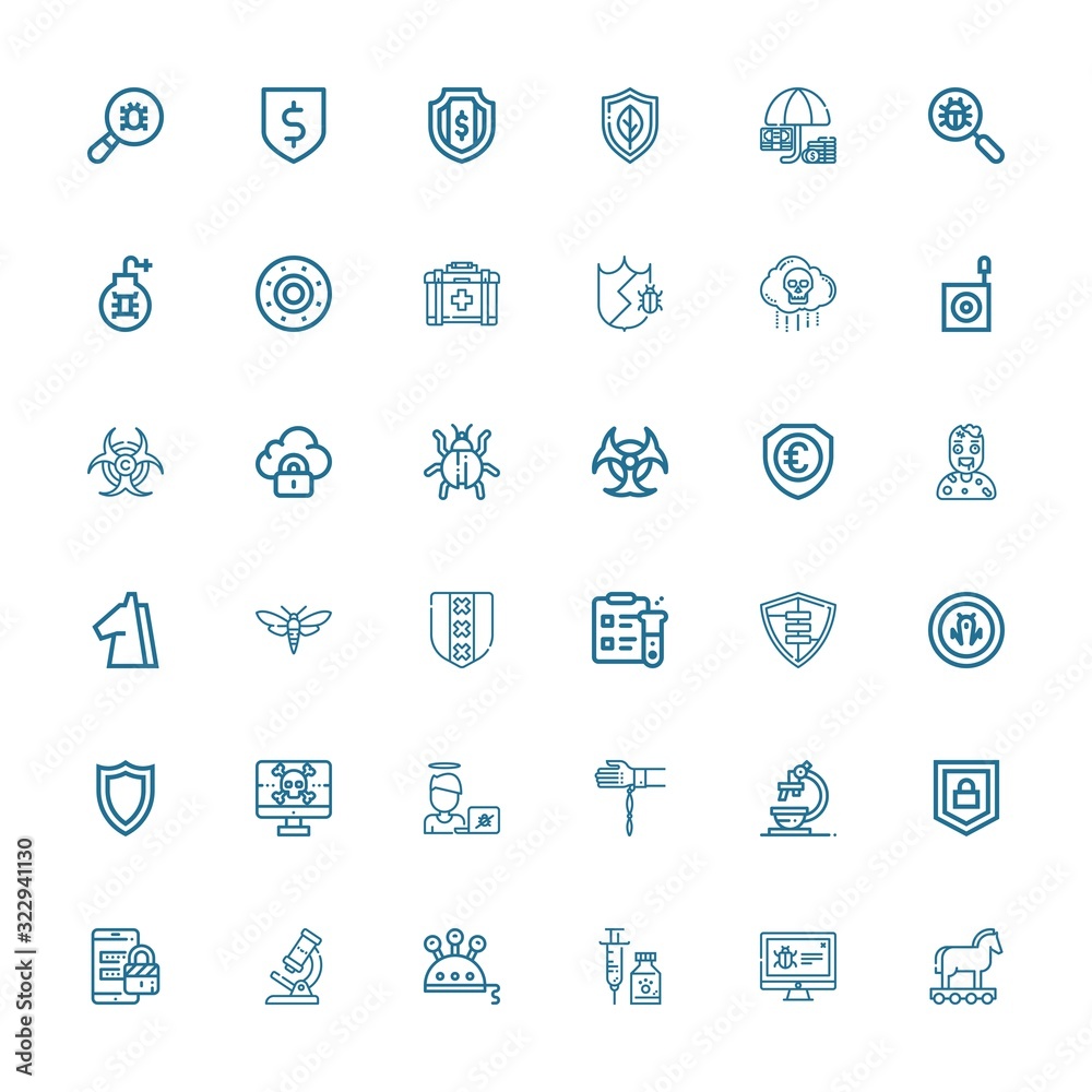 Editable 36 virus icons for web and mobile Editable 36 virus icons for web and mobile