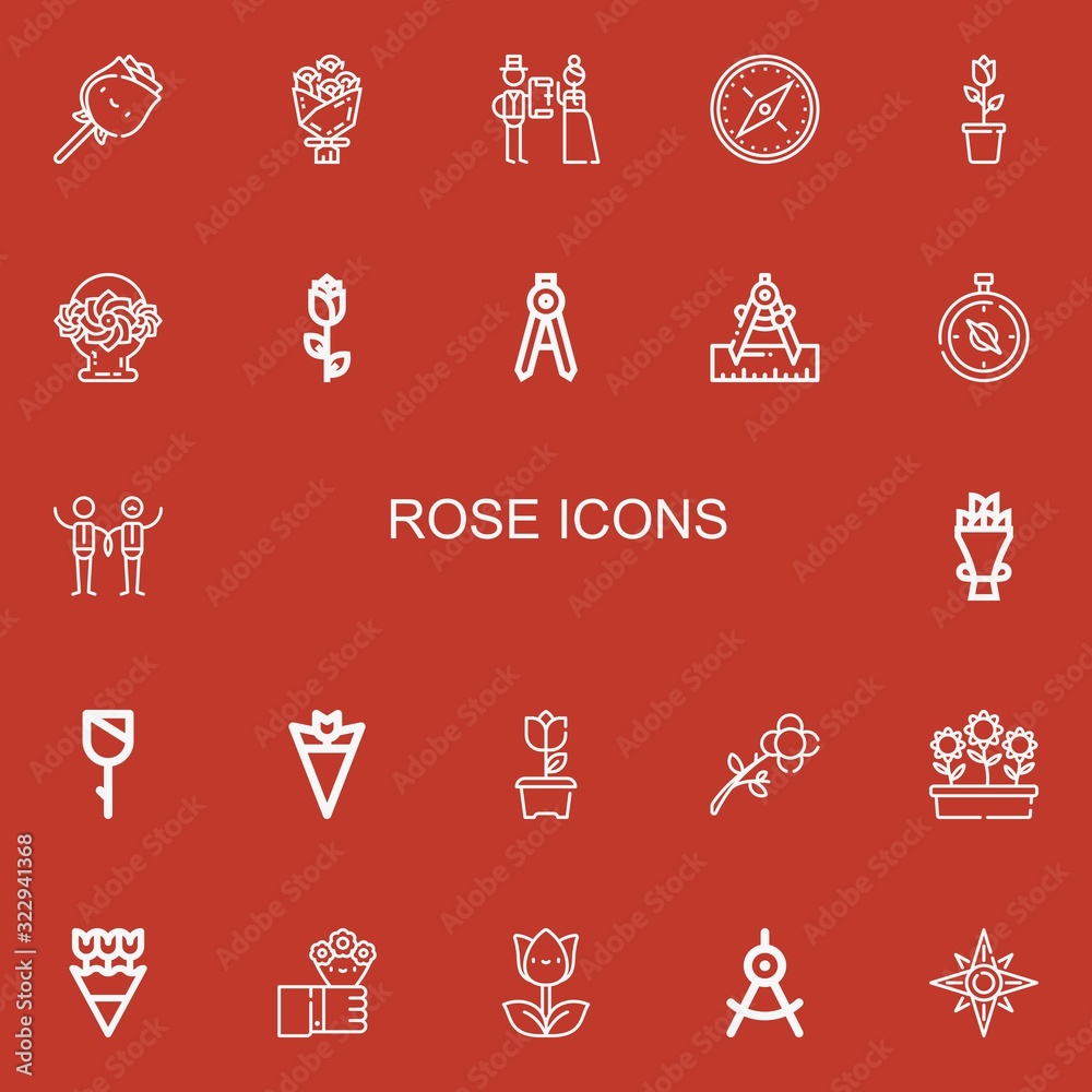 Naklejka premium Editable 22 rose icons for web and mobile