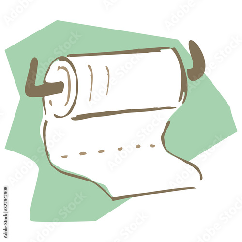 kitchen paper towel, desktop holder, flat style vector