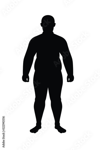 Fat man silhouette vector on white