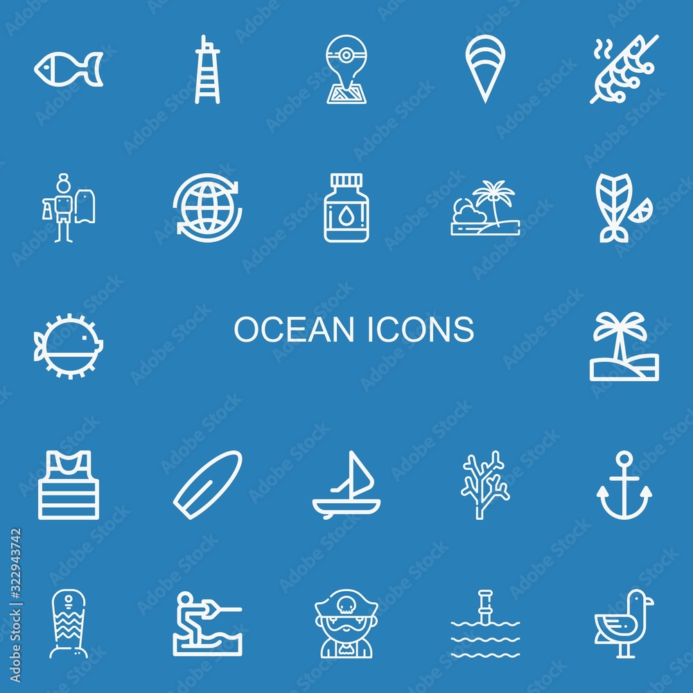 Editable 22 ocean icons for web and mobile