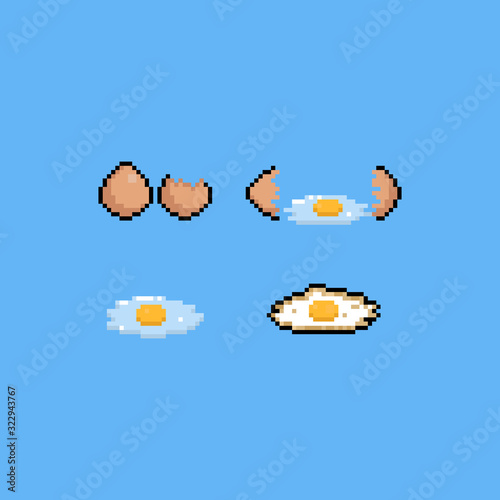 Pixel art egg icon set.