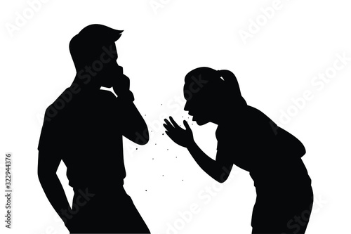 Coughing man in public silhouette vector