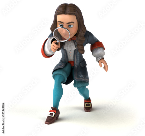 3D Illustration of a cartoon man in historical baroque costume